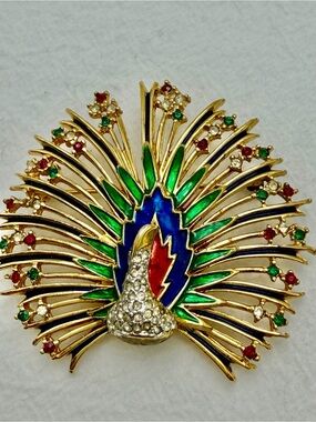 Vintage Peacock Brooch Signed Joel